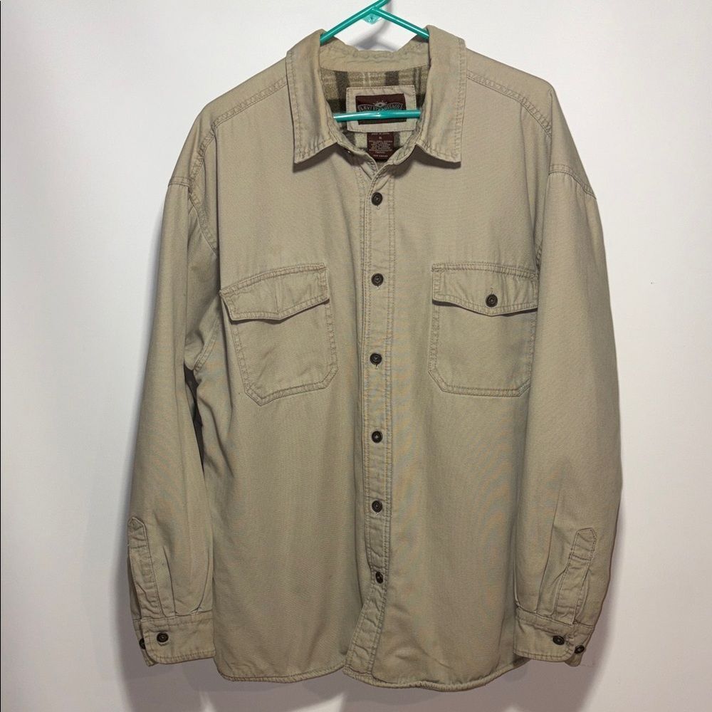 Men's Beige Button-Up fleece lined jean Jacket
